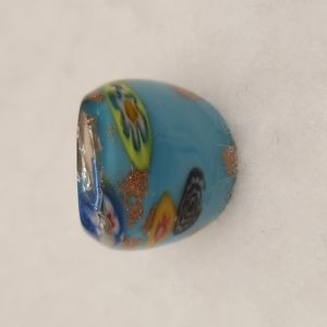 Murano Style Glass Millefiori Flowered Multicolored Dome Cocktail Ring US Seller